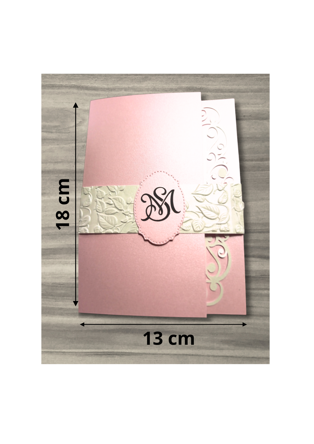 Faire-part Mariage Rose Poudré Romantique | Pochette Dentelle & Gaufrage | Papeterie Mariage Élégante