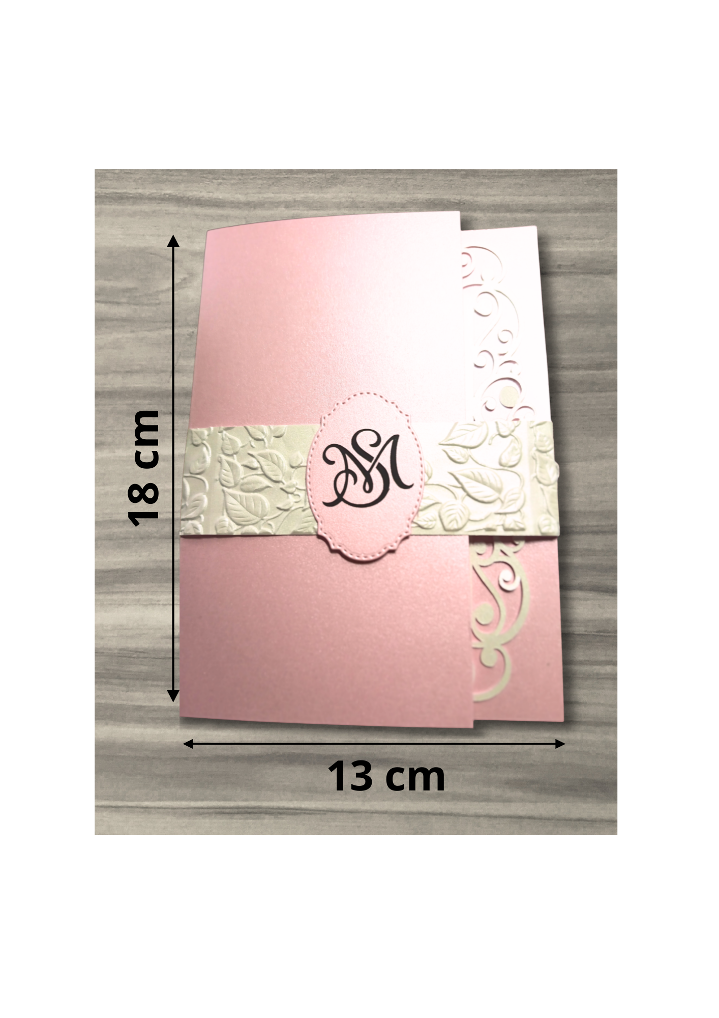 Faire-part Mariage Rose Poudré Romantique | Pochette Dentelle & Gaufrage | Papeterie Mariage Élégante