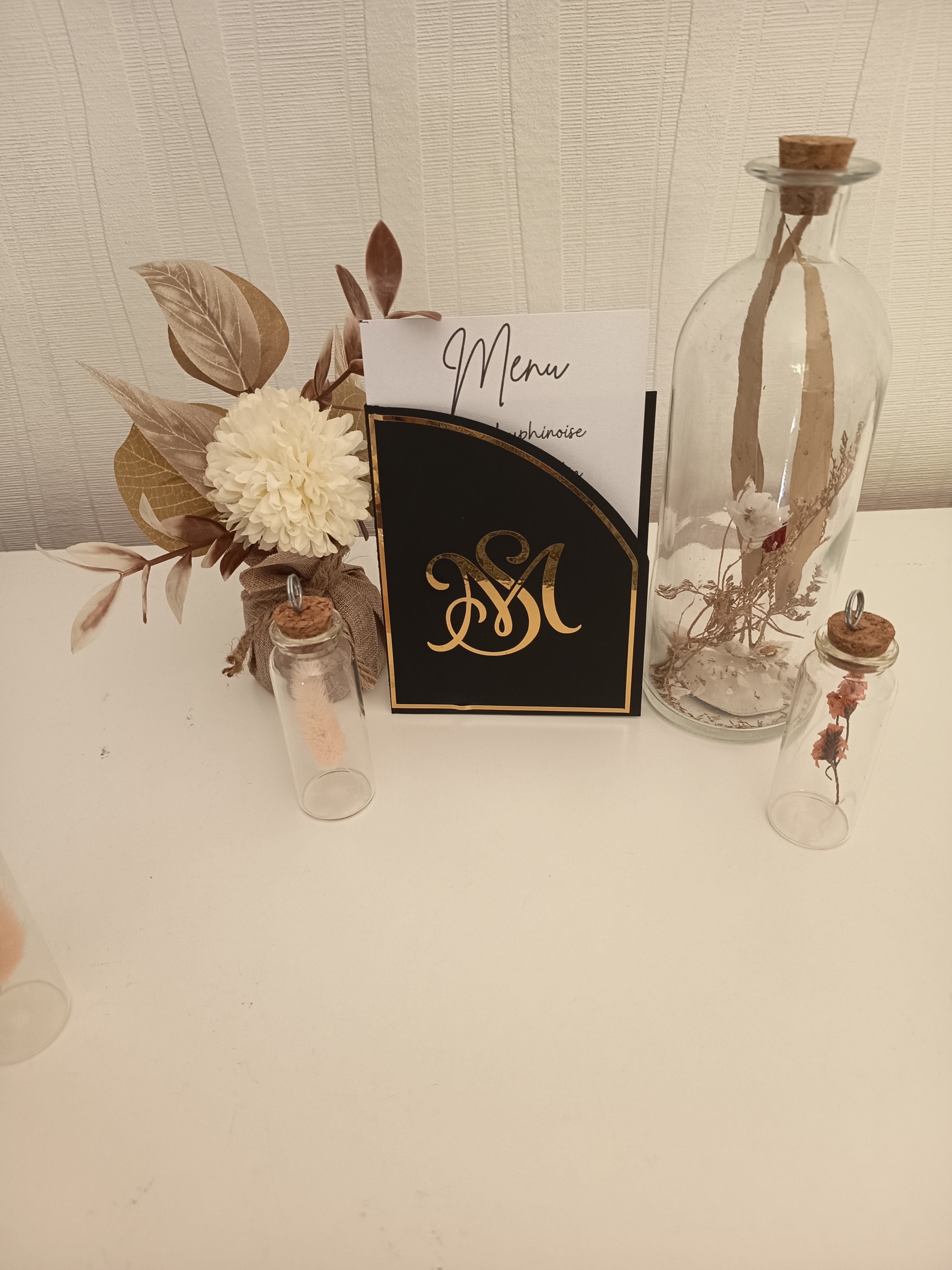 Pochette Menu de Table Monogramme – Collection Noir & Or