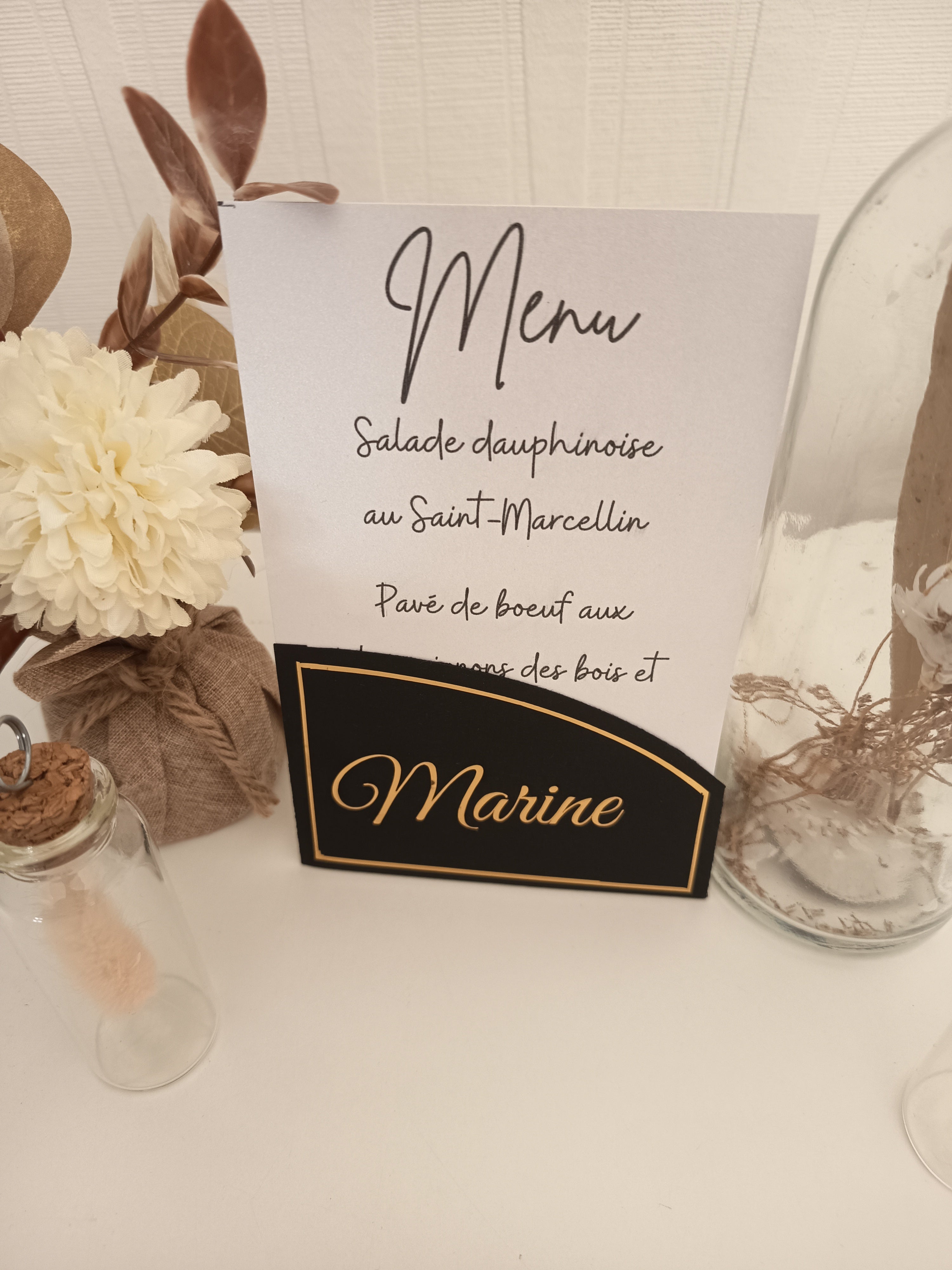 Menu & Marque-place Nominatif "Noir & Or"