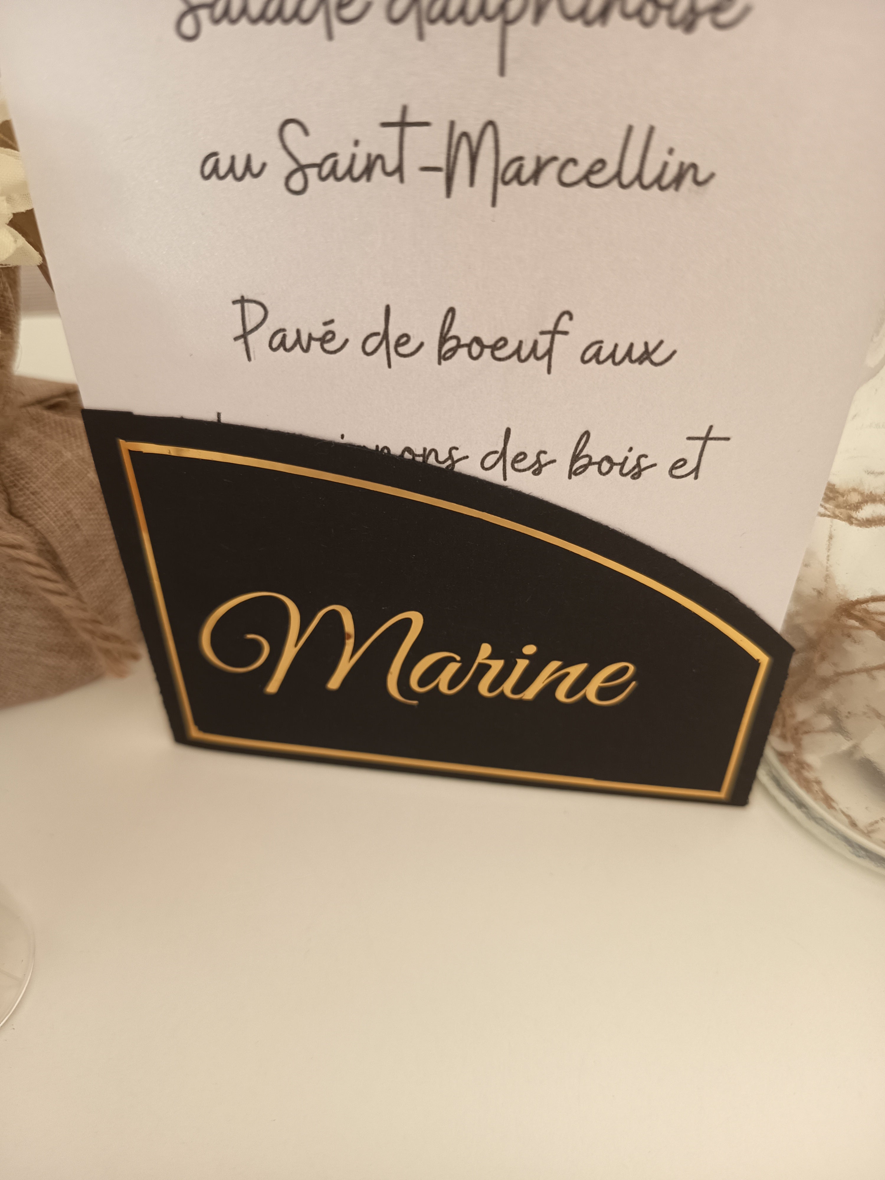 Menu & Marque-place Nominatif "Noir & Or"
