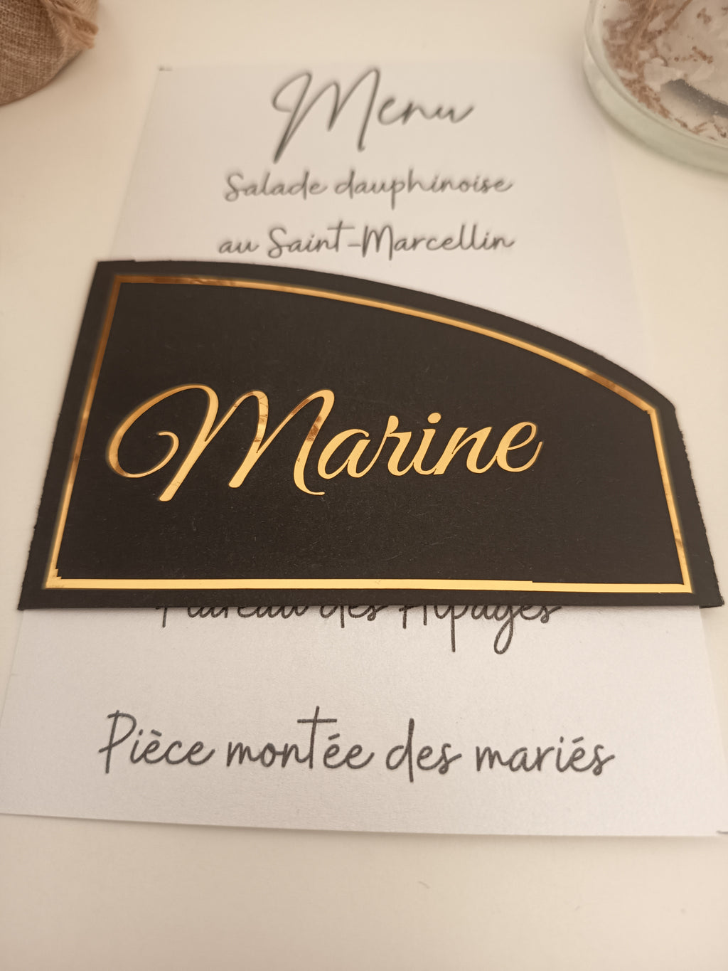 Menu & Marque-place Nominatif "Noir & Or"