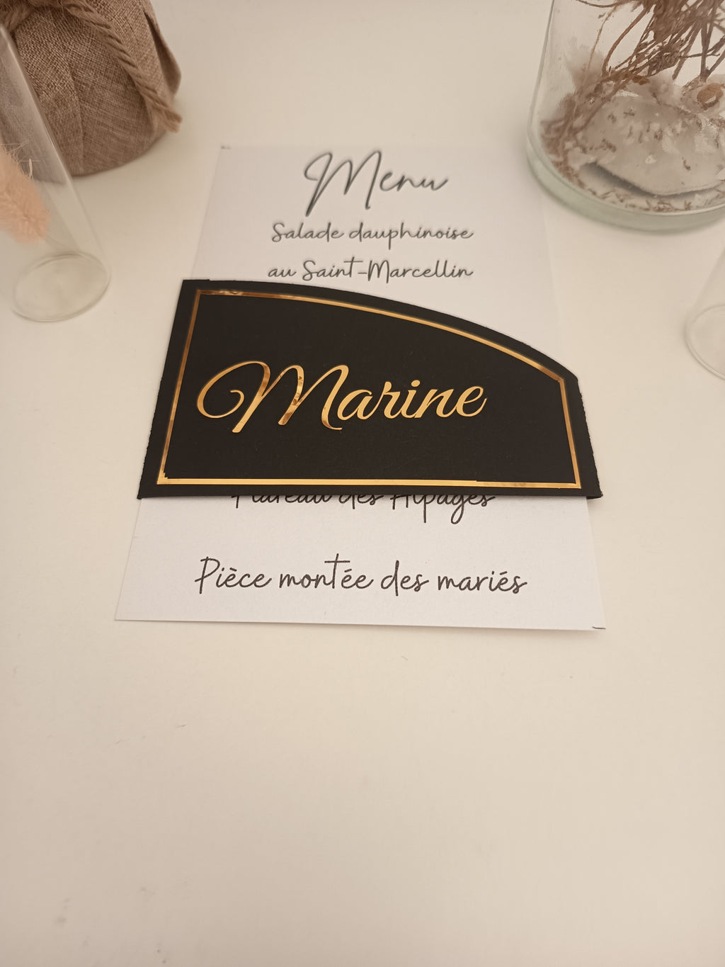 Menu & Marque-place Nominatif "Noir & Or"