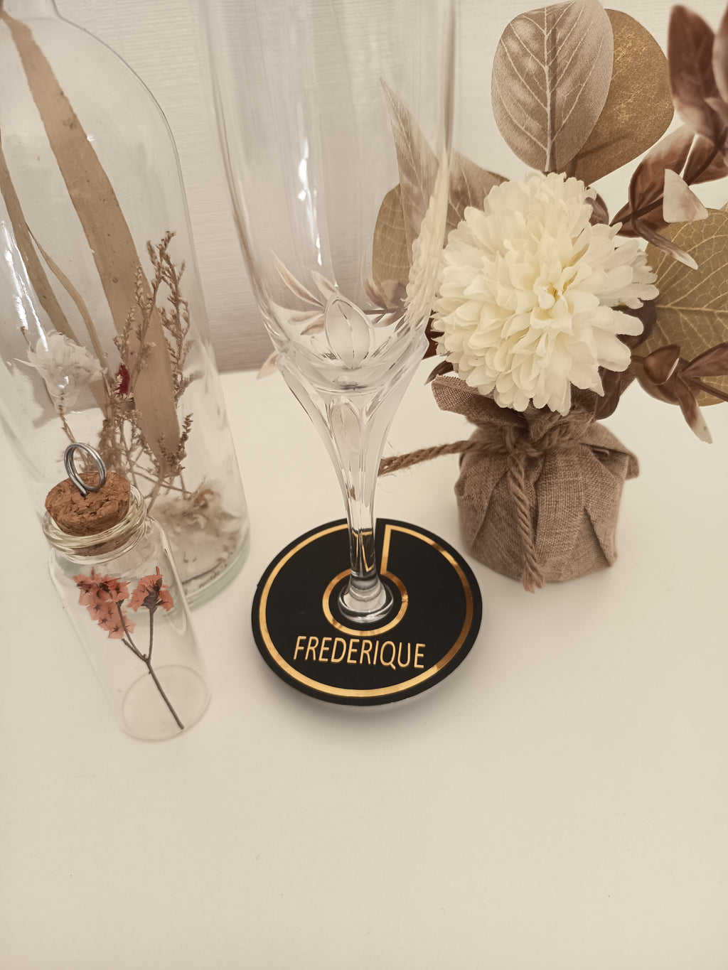 Marque-verre Personnalisé "Noir & Or"