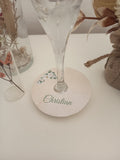 Marque-Place Pied de Verre "Romance Botanique" – Ivoire & Or